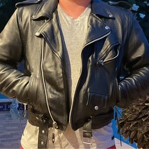 Leather Club men’s genuine leather motorcycle jacket